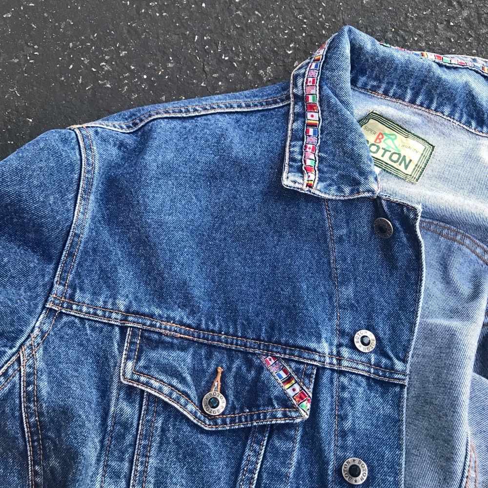 Vintage World Flag Denim Jacket Gem